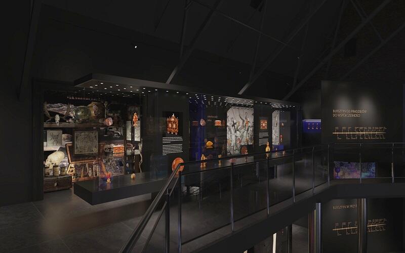 Sale wystawowe Muzeum Bursztynu w Wielkim Młynie -wizualizacja poziomu II