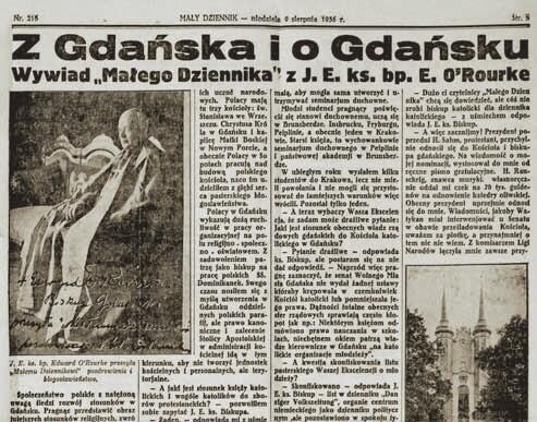 Wywiad z gdańskim biskupem w „Małym Dzienniku” z 9 sierpnia 1936