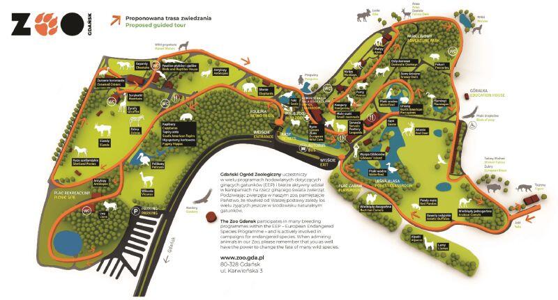 Mapa Gdańskiego Ogrodu Zoologicznego