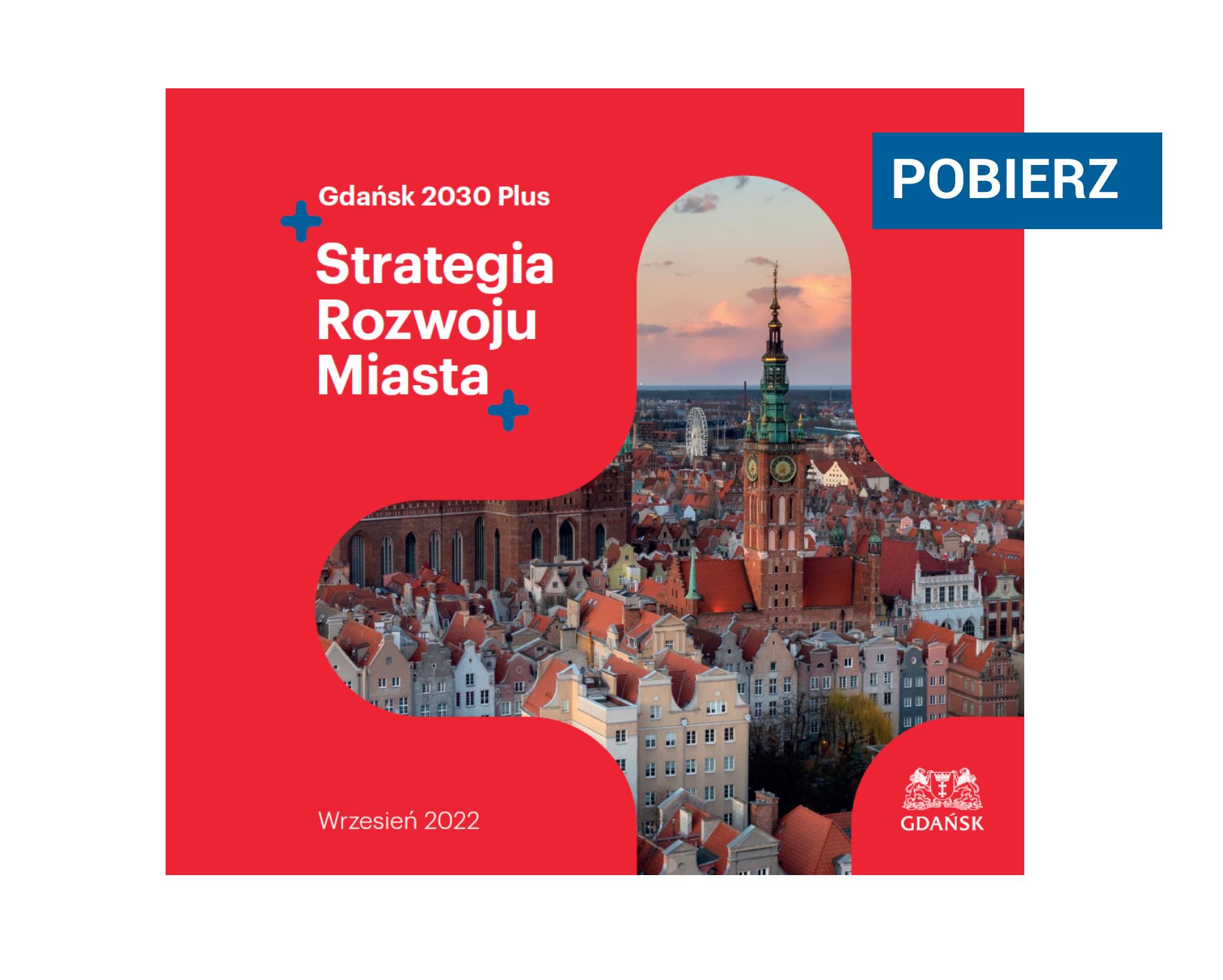 Czerwony baner Strategia Rozwoju Miasta Gdańsk 2030 plus - pobierz
